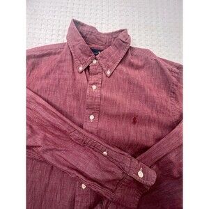 Polo Ralph Lauren Men's Oxford Button Down Shirt - Size Large Burgundy  Red Slim